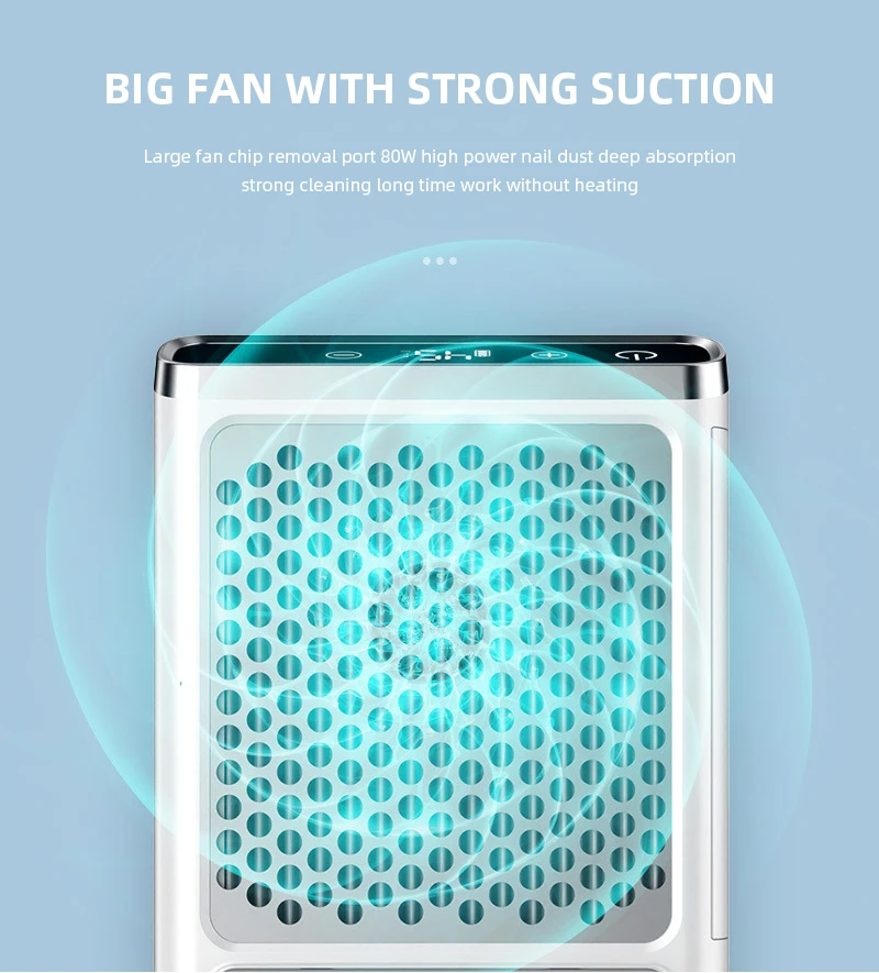Powerful Nail Dust Vacuum Collector Professional Nail Dust Extractor With Reusable Filter Manicure Equipment Adjustable Speed
