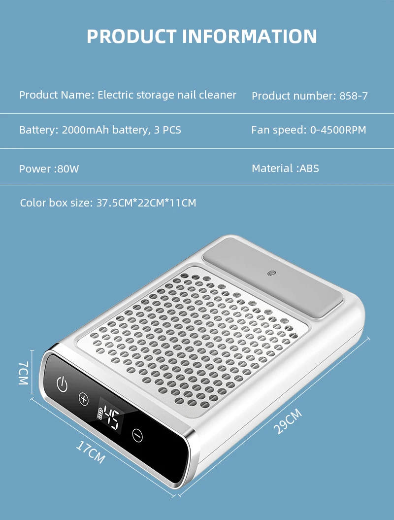 Powerful Nail Dust Vacuum Collector Professional Nail Dust Extractor With Reusable Filter Manicure Equipment Adjustable Speed