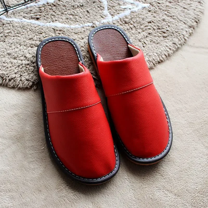 Classic PU Leather Slippers Male Indoor Unisex Shoes Men 2024 Fashion Man Leather Shoes Home Slippers Waterproof Man House Shoes