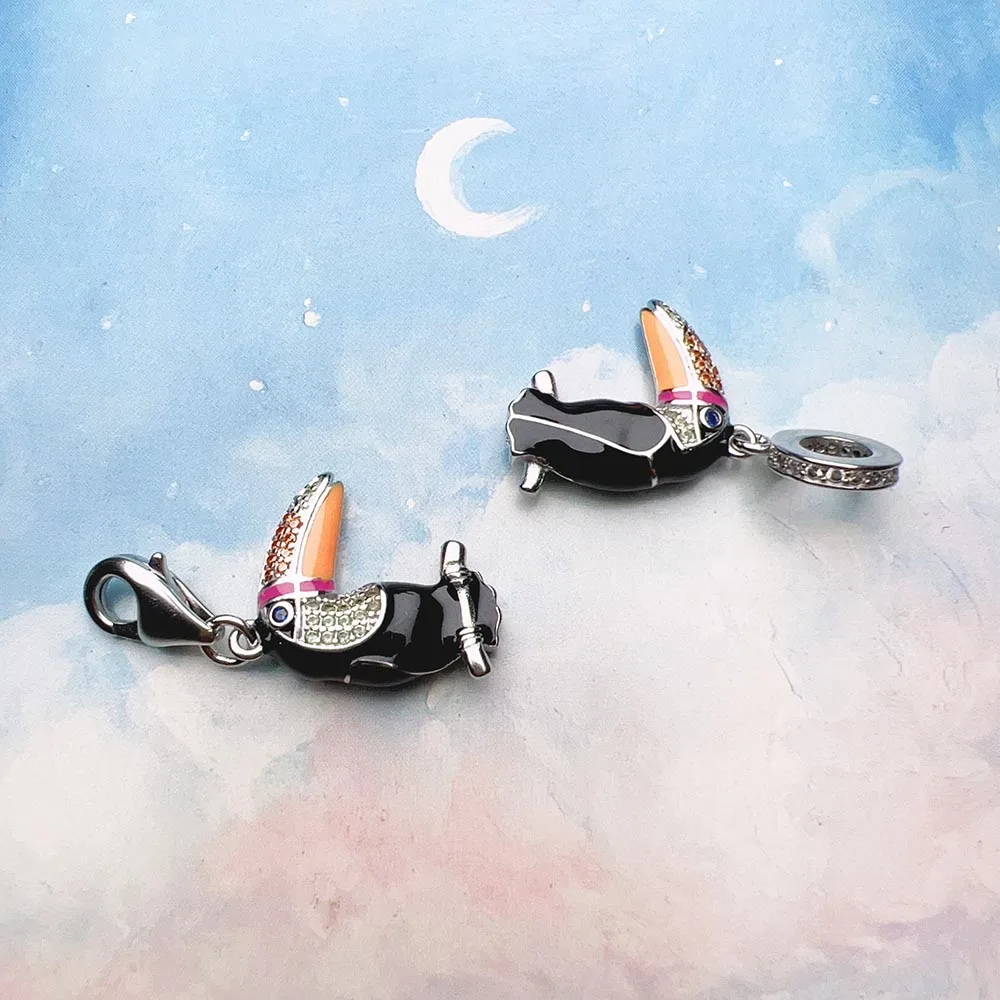 Colourful Touca Charms Pendant European Style Pure 925 Sterling Silver Cute Fashion Jewelry Club for Women & Men