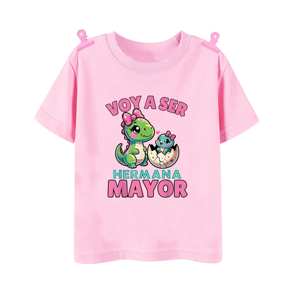 I Will Become A Sister Spanish Printed Kids Shirt Pregnant Announcement T-shirt Girls Short Sleeve Tee Child Summer Clothes Tops