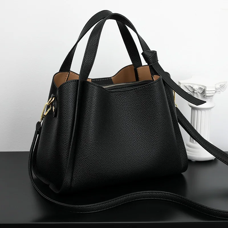 Retro Fashion Simple New Texture Large Capacity Shoulder Bag Women's Handbags Portable Messenger Bucket Bag