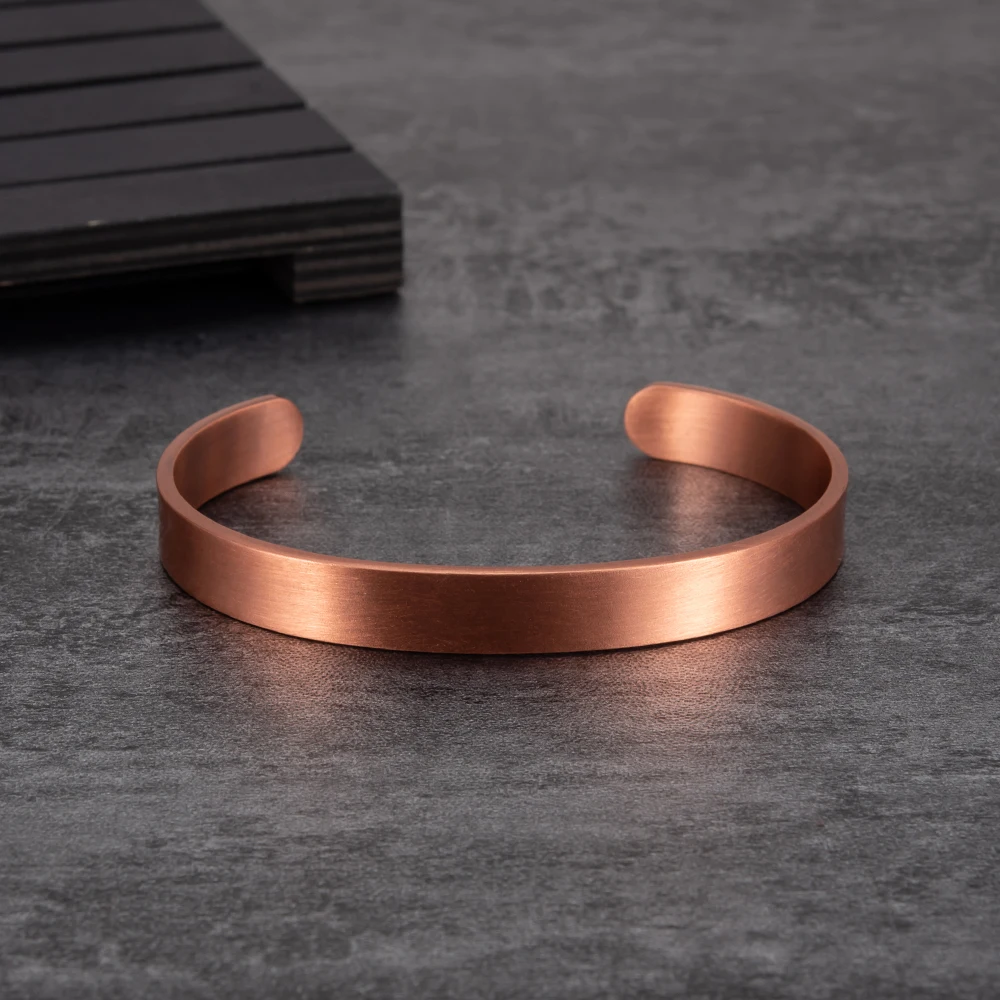 Vinterly Pure Copper Bracelets for Women Men Unisex 9.5mm Wide Adjustable Open Cuff Bangles Female Resizable Jewelry Metal Soft