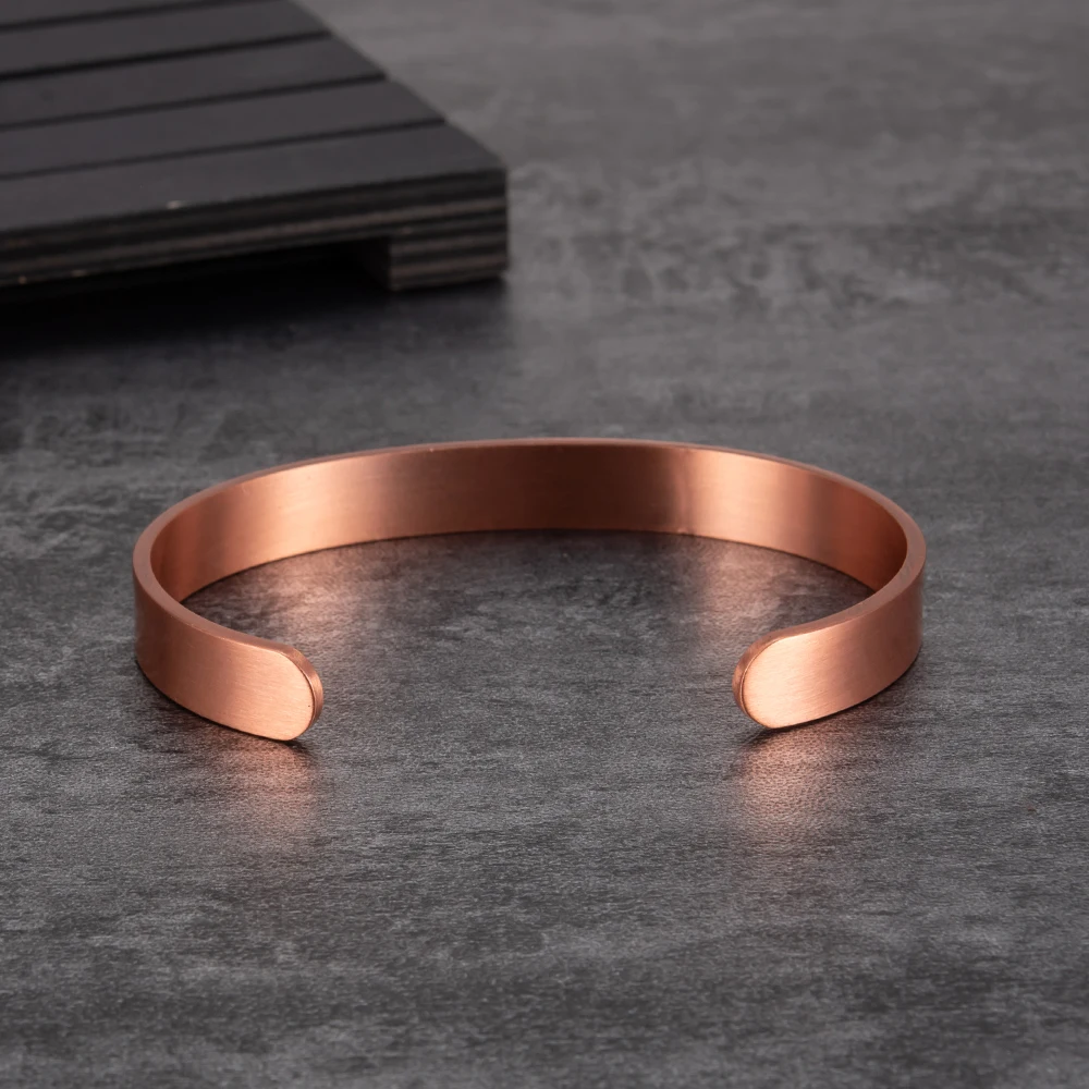 Vinterly Pure Copper Bracelets for Women Men Unisex 9.5mm Wide Adjustable Open Cuff Bangles Female Resizable Jewelry Metal Soft