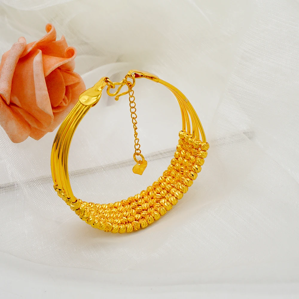 Luxury Classic Copper Gold Color Bracelet Dubai Saudi Trendy Bangle Bracelet For Bridal Bracelet Arabic Jewelry