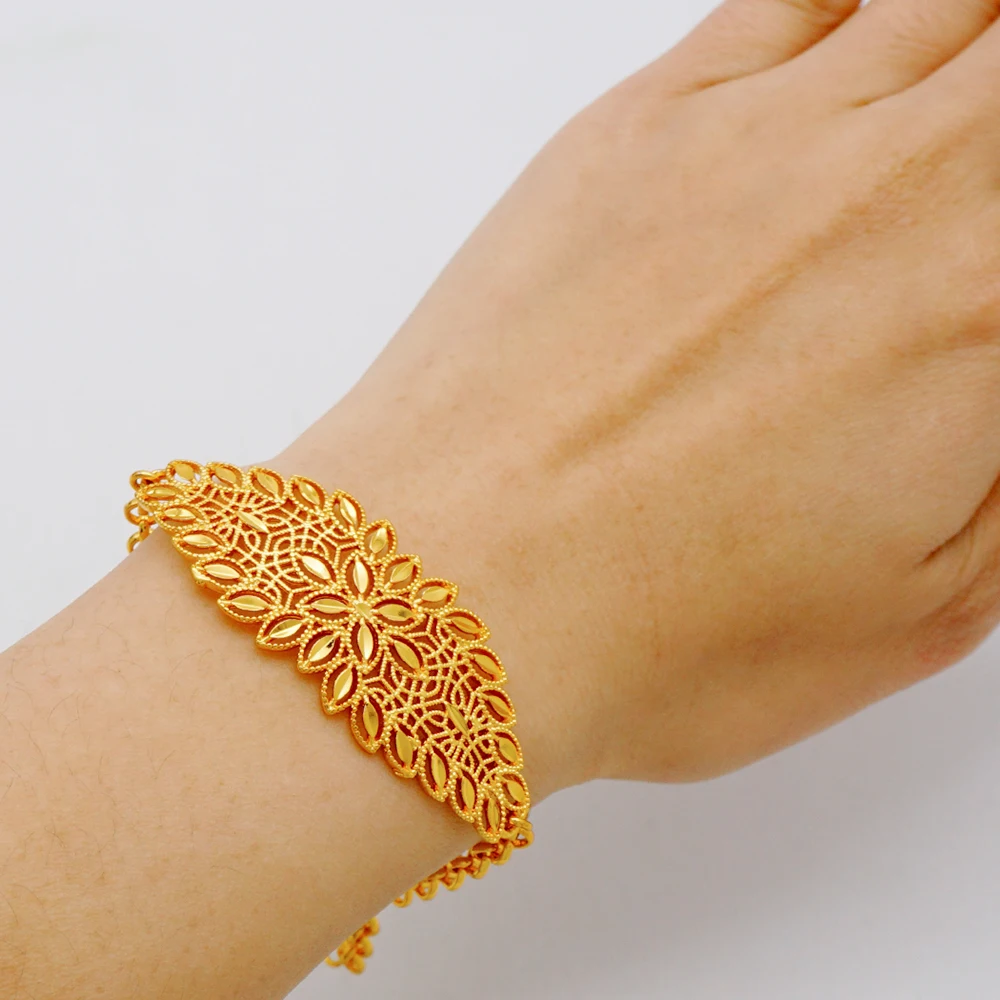 Luxury Classic Copper Gold Color Bracelet Dubai Saudi Trendy Bangle Bracelet For Bridal Bracelet Arabic Jewelry