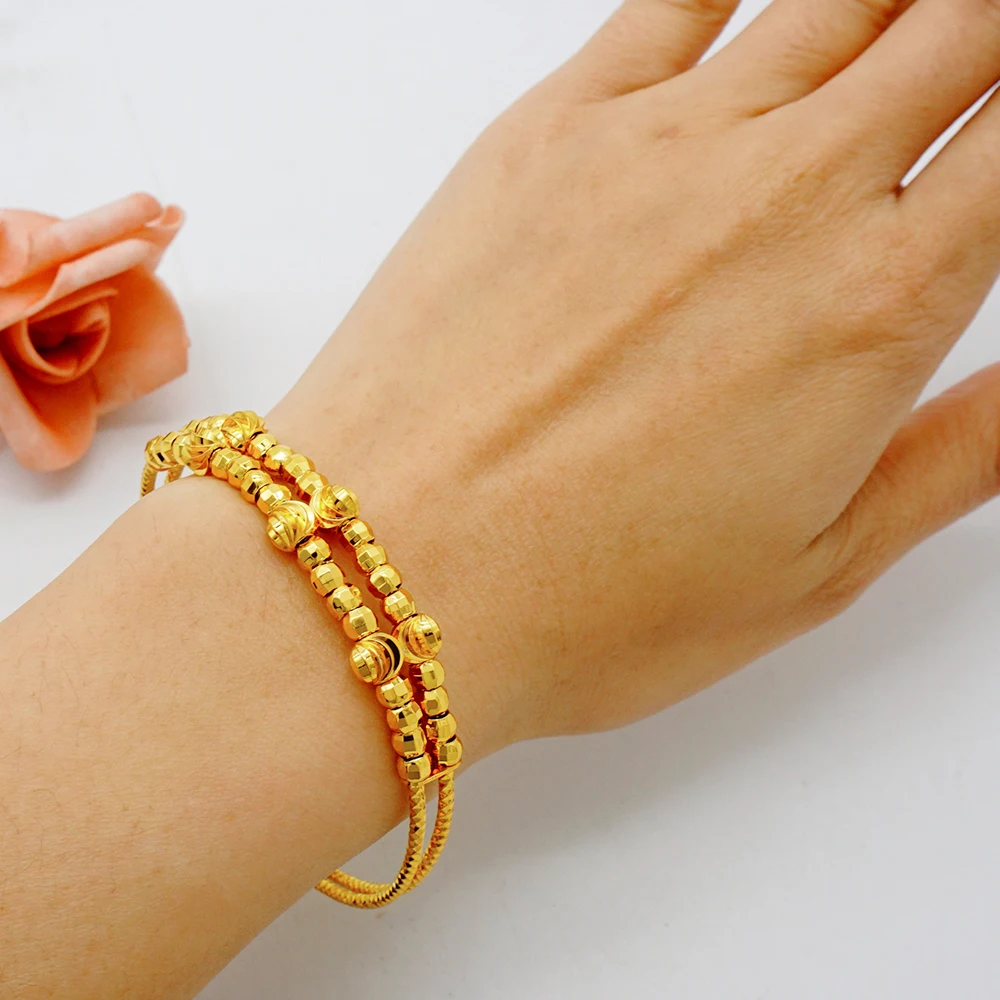 Luxury Classic Copper Gold Color Bracelet Dubai Saudi Trendy Bangle Bracelet For Bridal Bracelet Arabic Jewelry