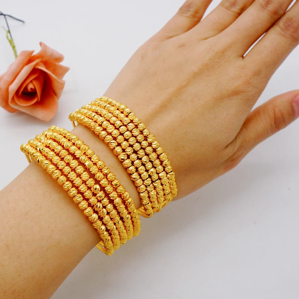 Luxury Classic Copper Gold Color Bracelet Dubai Saudi Trendy Bangle Bracelet For Bridal Bracelet Arabic Jewelry