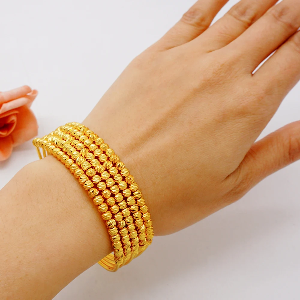 Luxury Classic Copper Gold Color Bracelet Dubai Saudi Trendy Bangle Bracelet For Bridal Bracelet Arabic Jewelry