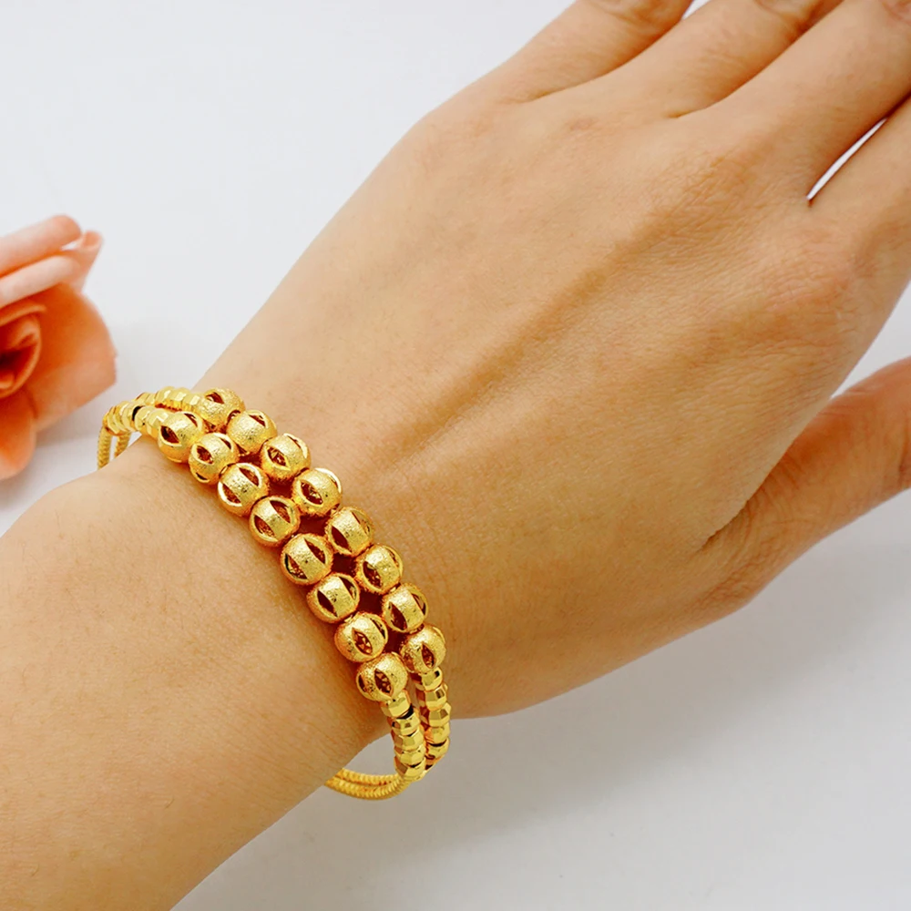 Luxury Classic Copper Gold Color Bracelet Dubai Saudi Trendy Bangle Bracelet For Bridal Bracelet Arabic Jewelry