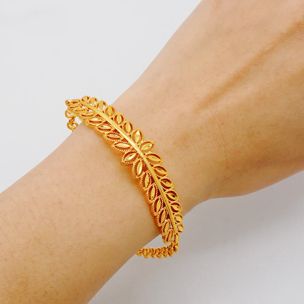 Luxury Classic Copper Gold Color Bracelet Dubai Saudi Trendy Bangle Bracelet For Bridal Bracelet Arabic Jewelry