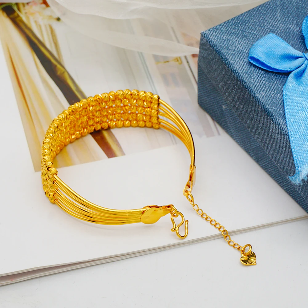 Luxury Classic Copper Gold Color Bracelet Dubai Saudi Trendy Bangle Bracelet For Bridal Bracelet Arabic Jewelry
