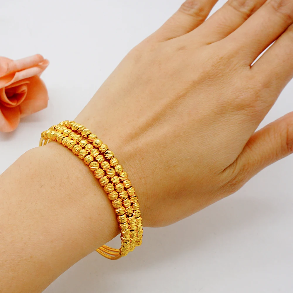 Luxury Classic Copper Gold Color Bracelet Dubai Saudi Trendy Bangle Bracelet For Bridal Bracelet Arabic Jewelry