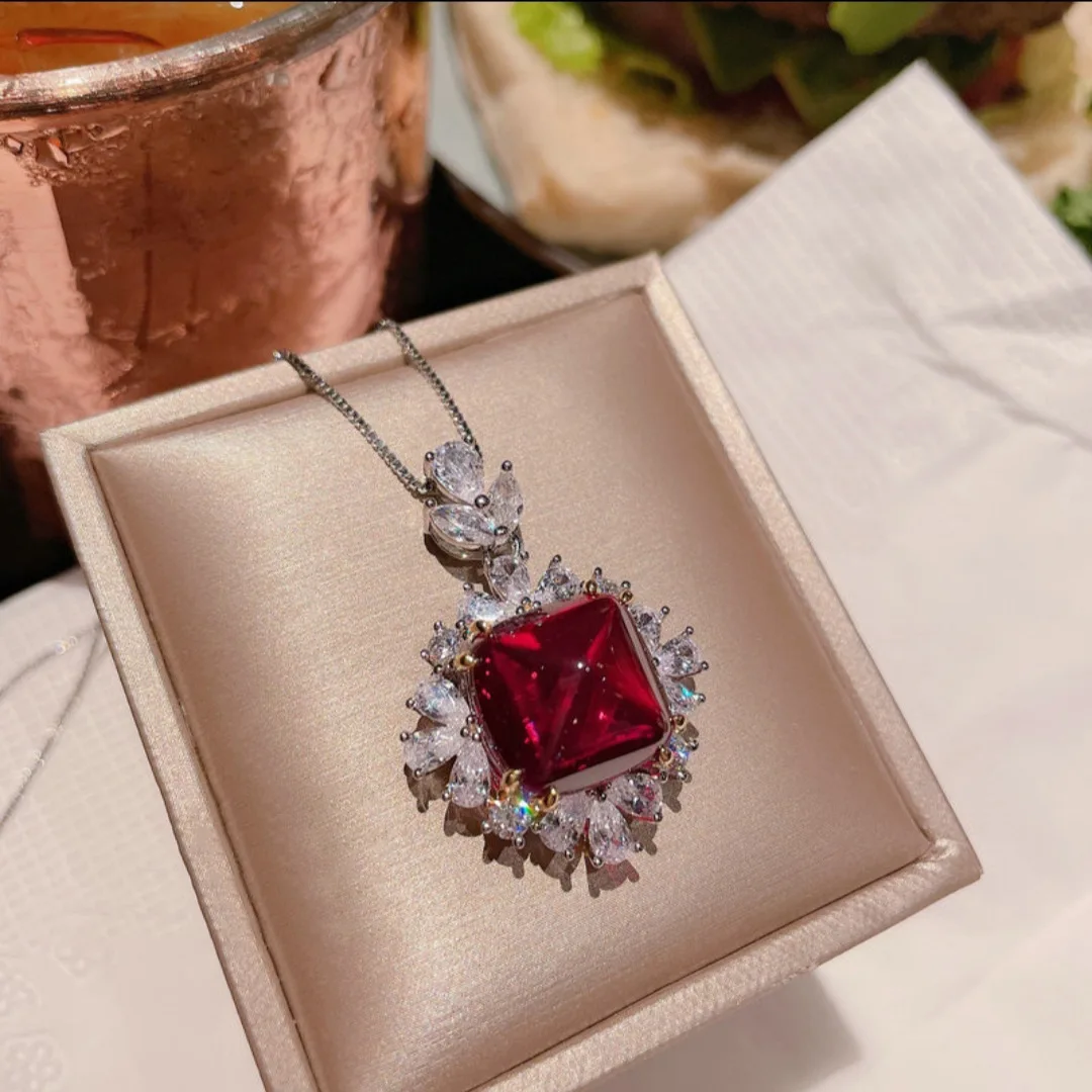 4pcs/set Luxury Lab Emerald Sapphire Jewelry for Women Set Platinum Plating Princess Cut Gemstone Wedding Ring Earring Necklace
