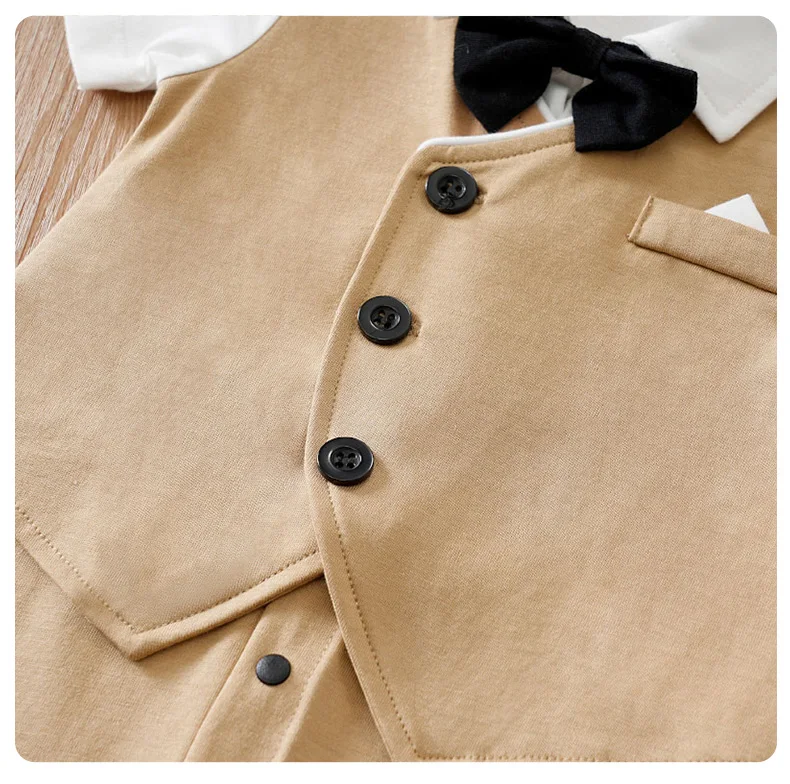 0-18 Baby Bodysuit Gentleman Style Handsome Formal Cotton Comfortable Soft Boys And Girls Summer Short Sleeved Newborn Clothes