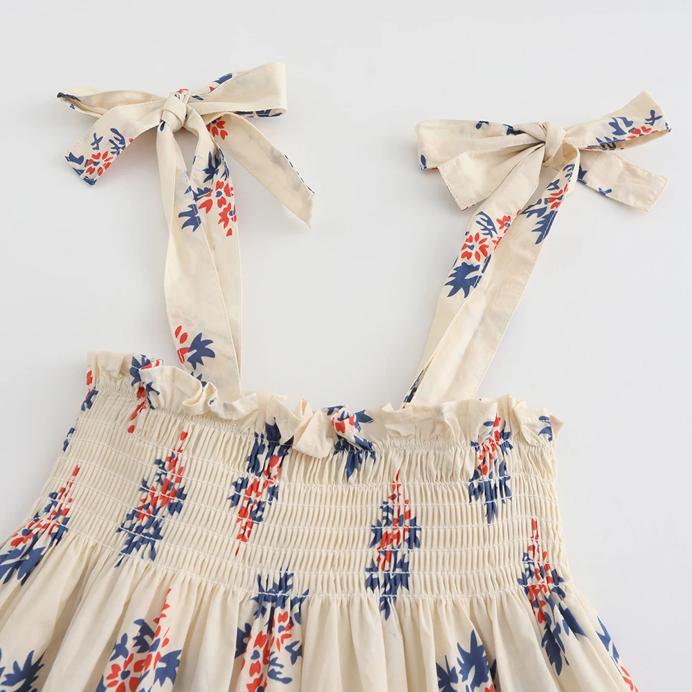 Little Girls Beach Floral Dress Summer Cozy Cotton Smocked Slip dress Girls Boho Dress for Toddler Clothing 2t 3t 4t 5t 6t 7t