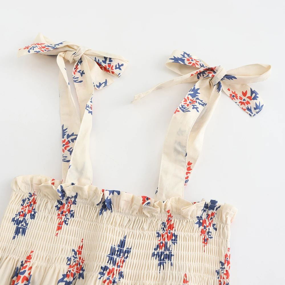 Little Girls Beach Floral Dress Summer Cozy Cotton Smocked Slip dress Girls Boho Dress for Toddler Clothing 2t 3t 4t 5t 6t 7t