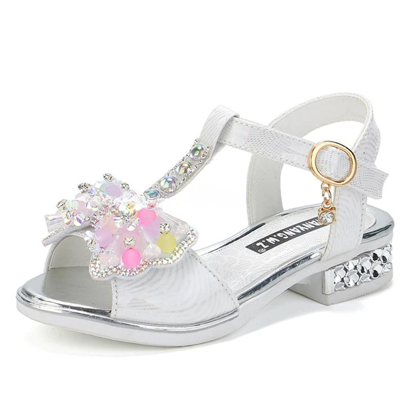 Girls Flat Heel Sandals Kids Girls Spring Summer Little Kids Princess Dress Bow Fashion Teenage Shoes