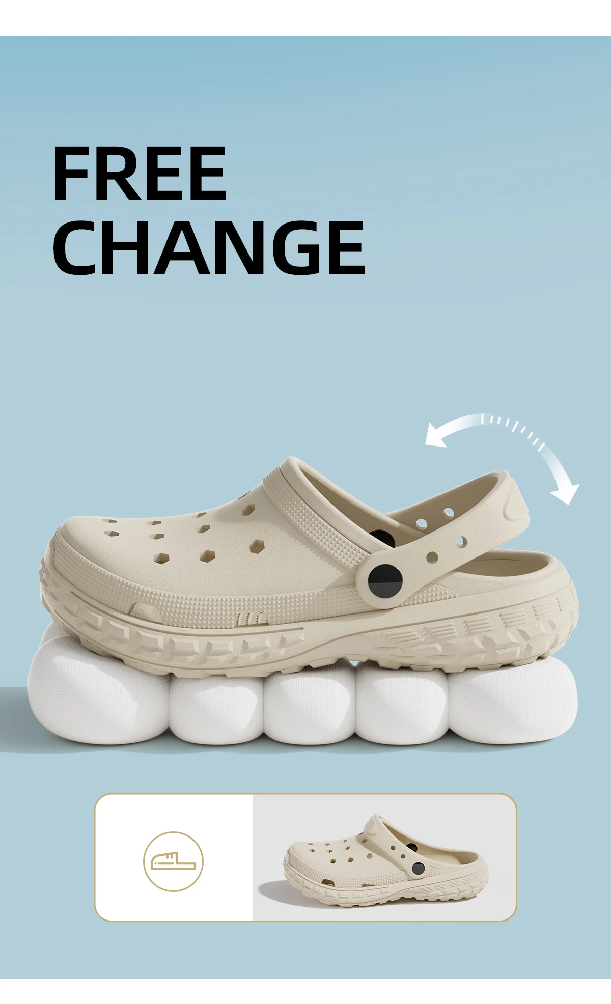Women and Men's Hole Shoes Summer Non-Slip Outdoor Sandals Closed Toe Shit Feeling Beach Slippers Thick Bottom Soft Bottom