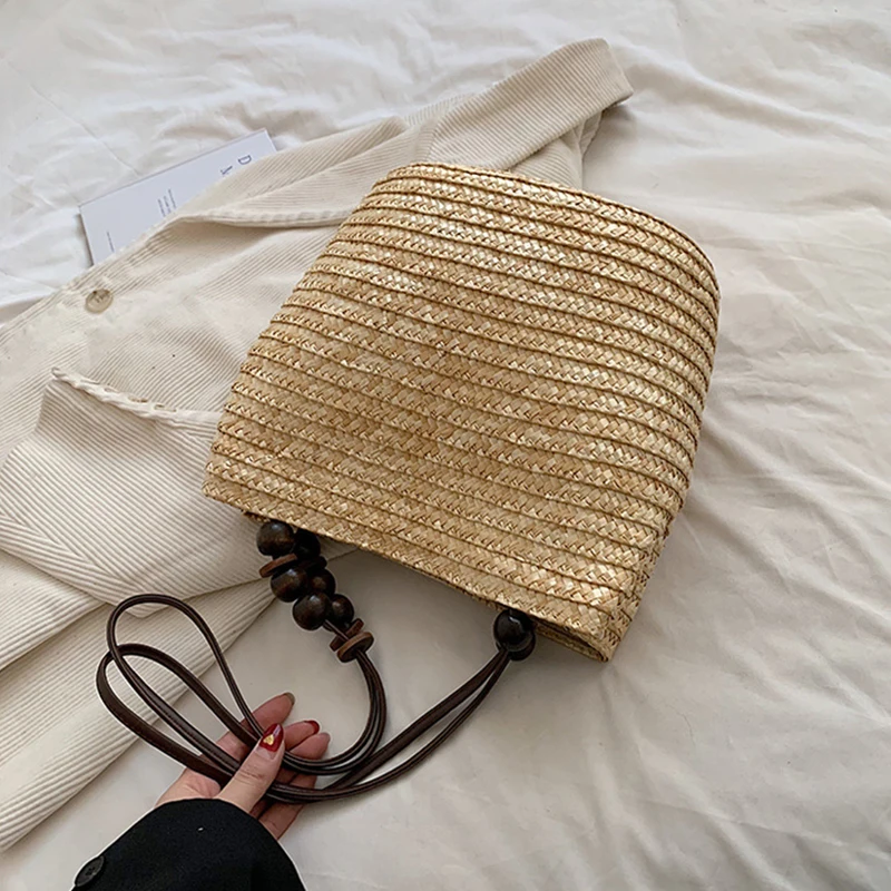 Casual Straw Woven Shoulder Bags For Women Wicker Handbags Handmade Summer Beach Bag Female Travel Large Capacity Rattan Totes