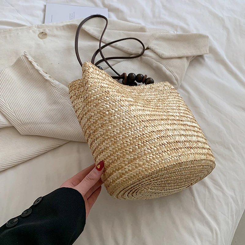 Casual Straw Woven Shoulder Bags For Women Wicker Handbags Handmade Summer Beach Bag Female Travel Large Capacity Rattan Totes