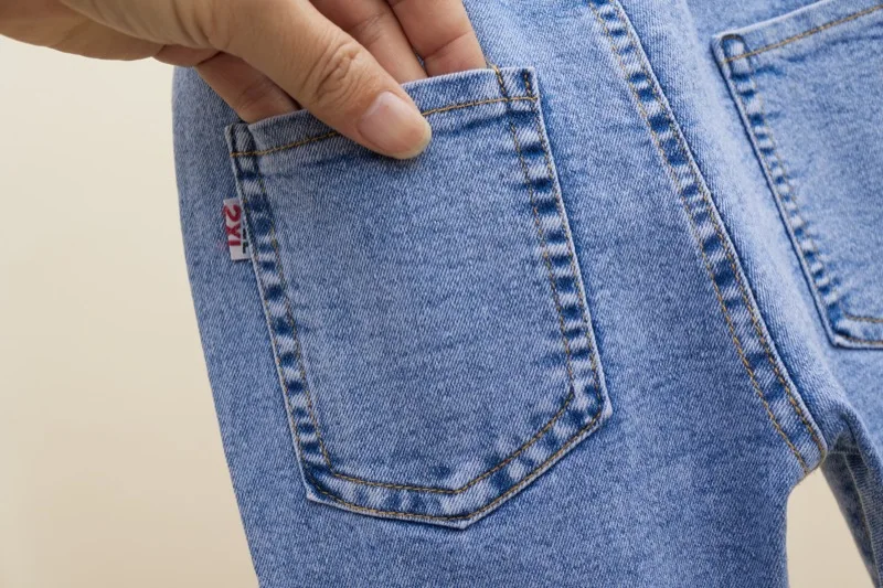 Korean Version of New Girl Denim Jeans Spring and Autumn Casual Denim Trousers Fashion Children Loose Wide-Leg Flared Pants 3-12