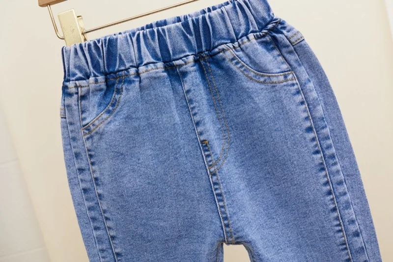 Korean Version of New Girl Denim Jeans Spring and Autumn Casual Denim Trousers Fashion Children Loose Wide-Leg Flared Pants 3-12