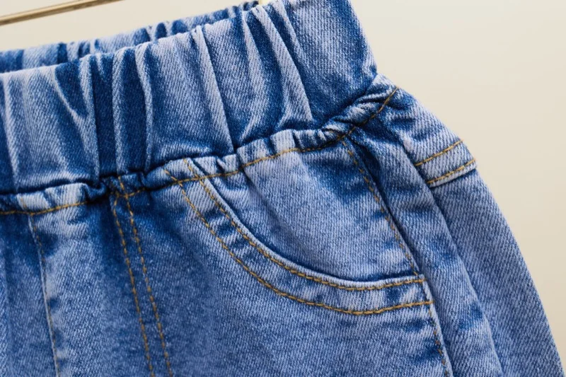 Korean Version of New Girl Denim Jeans Spring and Autumn Casual Denim Trousers Fashion Children Loose Wide-Leg Flared Pants 3-12