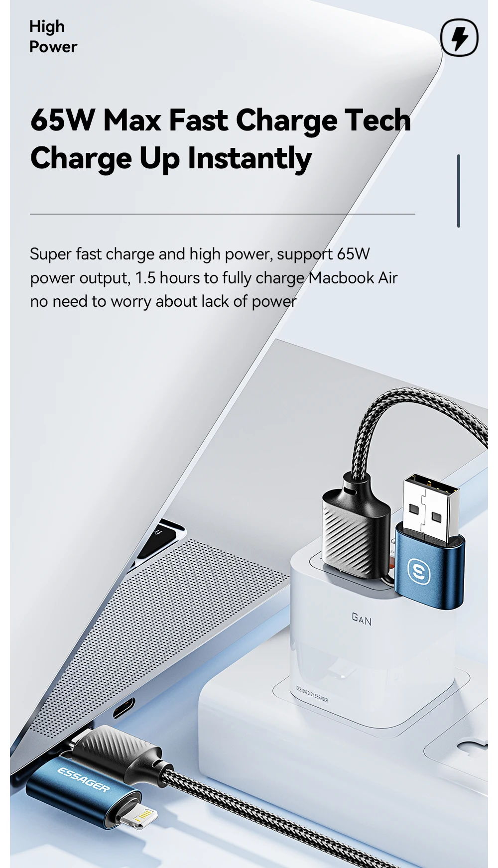 Essager 4 in 1 USB Cable Type C 65W PD Fast Charging Wire Type C To Type C Cable For iPhone 16 15 14 Pro Max iPad HUAWEI Xiaomi