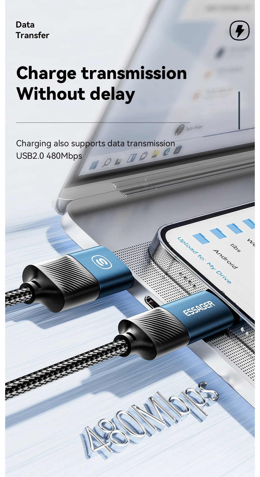 Essager 4 in 1 USB Cable Type C 65W PD Fast Charging Wire Type C To Type C Cable For iPhone 16 15 14 Pro Max iPad HUAWEI Xiaomi