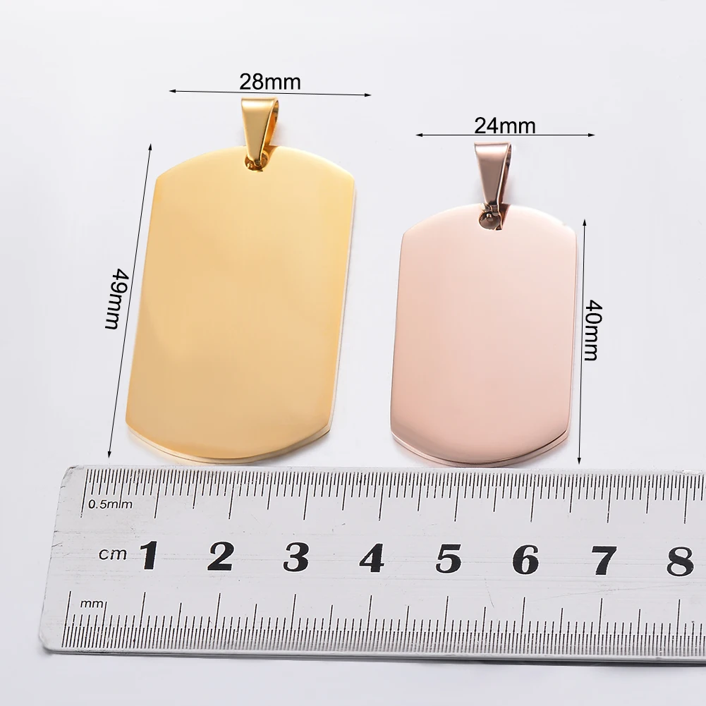 10pcs Wholesale 7 Colors Stainless Steel Military Army Style ID Blank Dog Tags Pendant Rectangle Necklace Jewelry Accessories