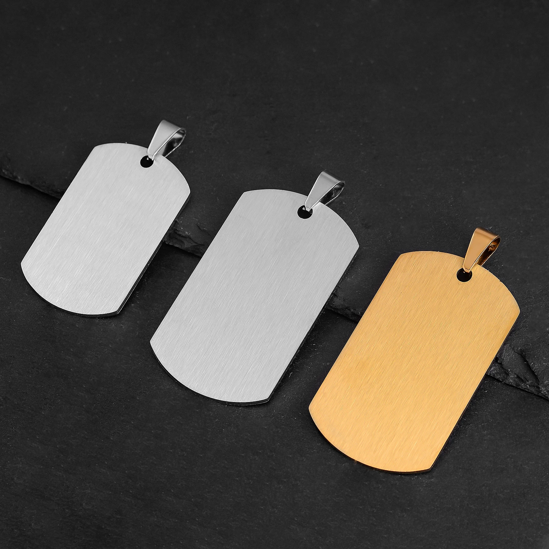 10pcs Wholesale 7 Colors Stainless Steel Military Army Style ID Blank Dog Tags Pendant Rectangle Necklace Jewelry Accessories