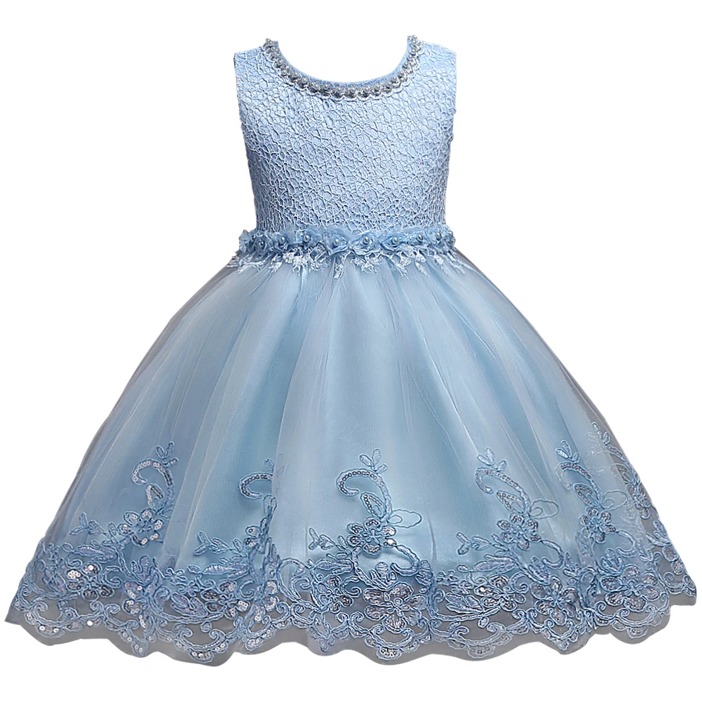 Girl Princess Dress of Korean style sleeveless beaded children's dress dress princess dress lace dress performance