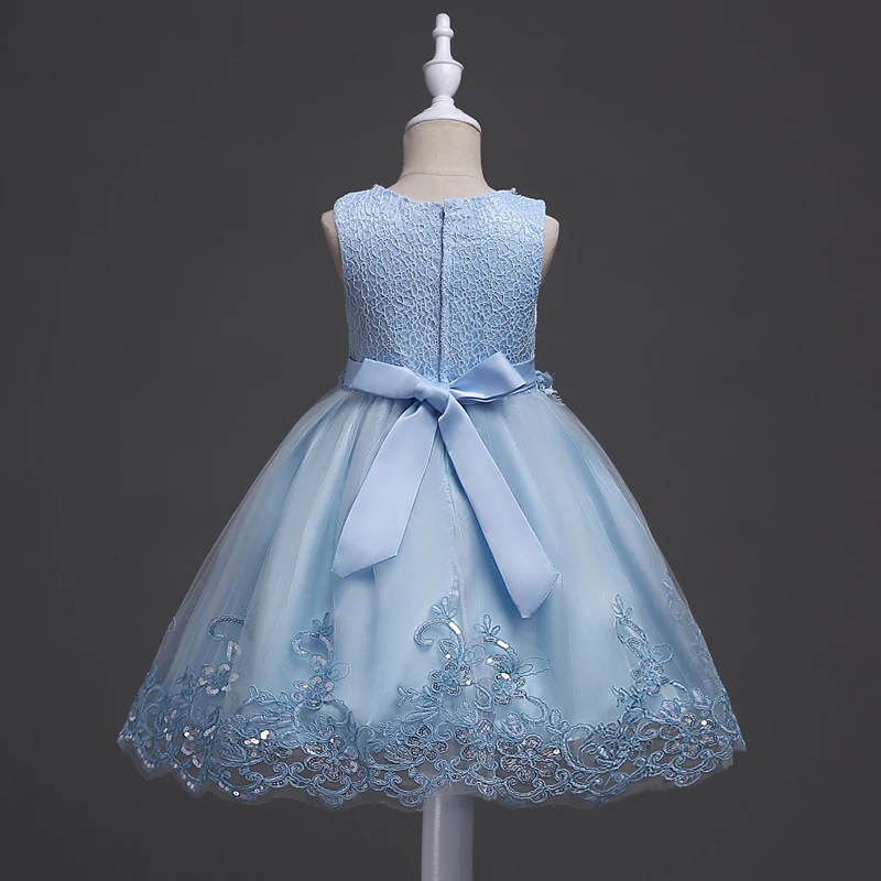 Girl Princess Dress of Korean style sleeveless beaded children's dress dress princess dress lace dress performance