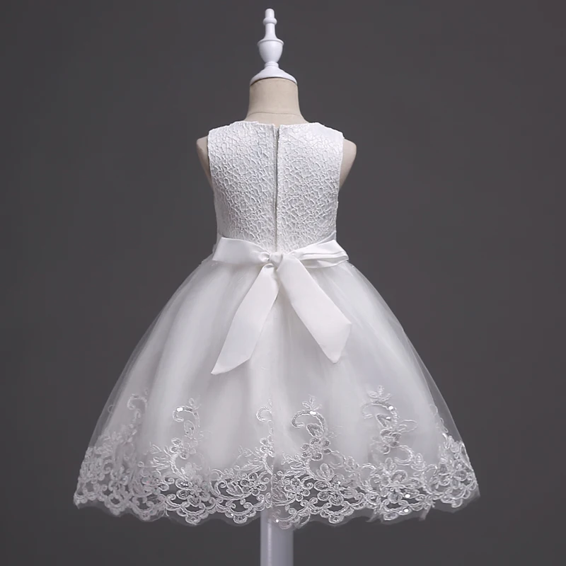 Girl Princess Dress of Korean style sleeveless beaded children's dress dress princess dress lace dress performance