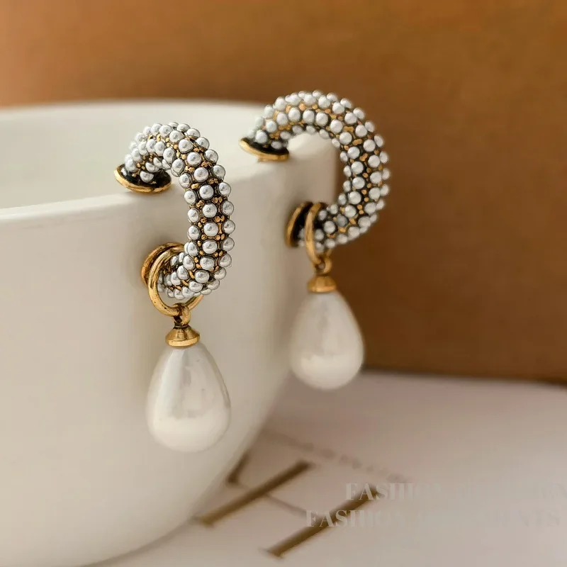 Modern Jewelry Elegant Temperament Teardrop Simulated Pearl Earring For Women Fashion Accessories