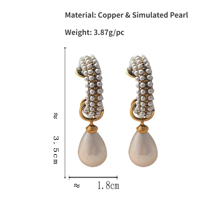 Modern Jewelry Elegant Temperament Teardrop Simulated Pearl Earring For Women Fashion Accessories