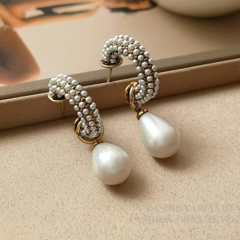 Modern Jewelry Elegant Temperament Teardrop Simulated Pearl Earring For Women Fashion Accessories