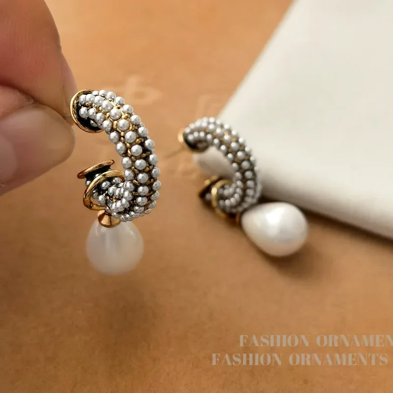 Modern Jewelry Elegant Temperament Teardrop Simulated Pearl Earring For Women Fashion Accessories