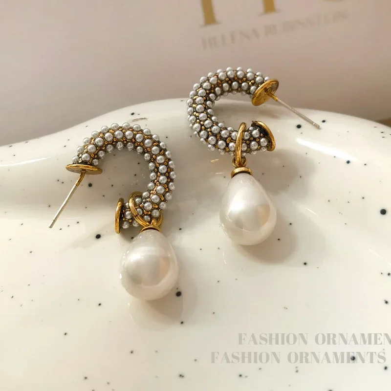 Modern Jewelry Elegant Temperament Teardrop Simulated Pearl Earring For Women Fashion Accessories