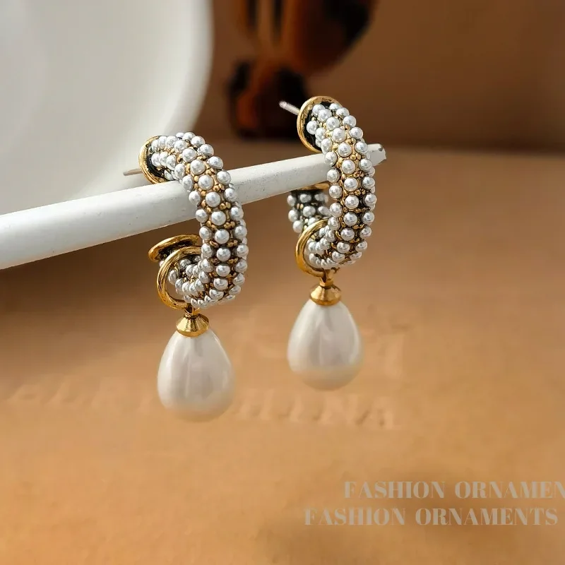 Modern Jewelry Elegant Temperament Teardrop Simulated Pearl Earring For Women Fashion Accessories