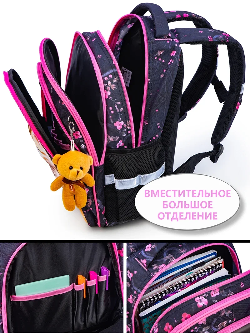 New Cartoon 1-3 Grade School Bags Kids Backpack For Girls 3D Animal Pattern Children Orthopedic Backpack Mochila Infantil