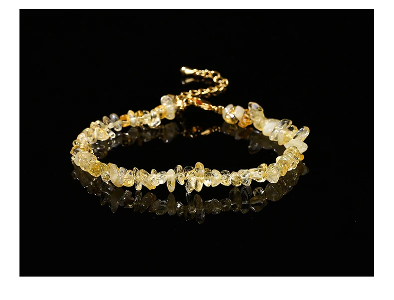 Natural Stone Tourmaline Amethyst Rock Quartz Crystal Chip Bead Bracelet Women Reiki Healing Adjustable Chain Fashion Jewelry