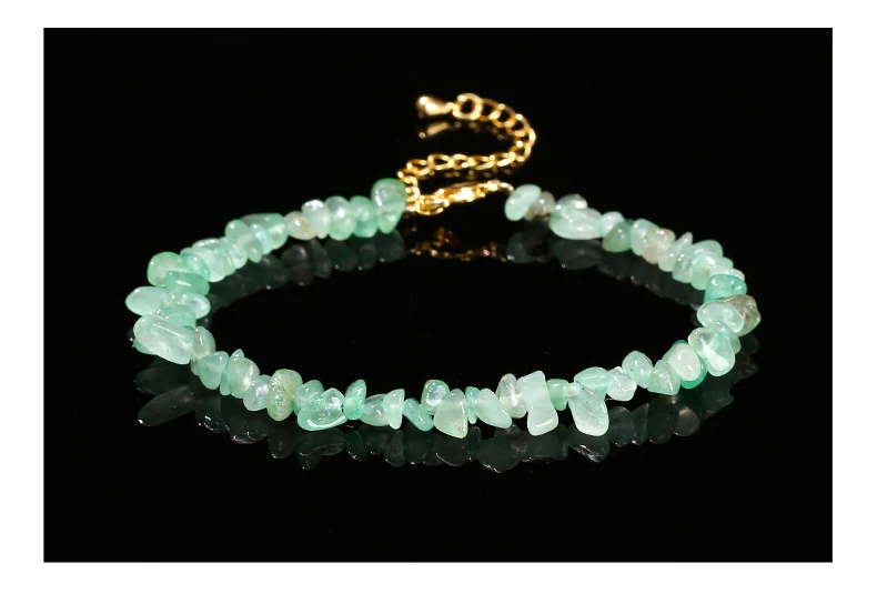 Natural Stone Tourmaline Amethyst Rock Quartz Crystal Chip Bead Bracelet Women Reiki Healing Adjustable Chain Fashion Jewelry