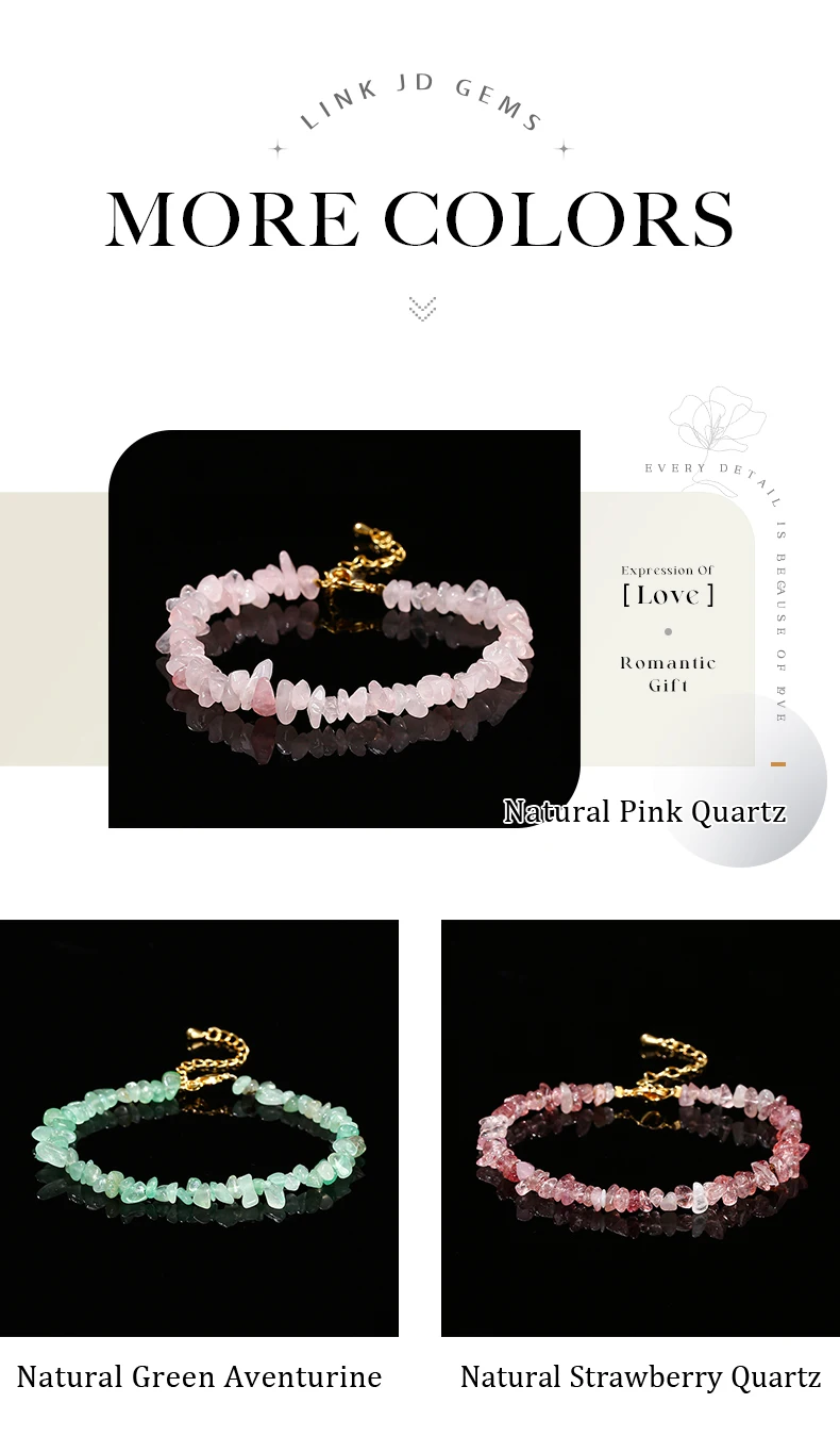 Natural Stone Tourmaline Amethyst Rock Quartz Crystal Chip Bead Bracelet Women Reiki Healing Adjustable Chain Fashion Jewelry