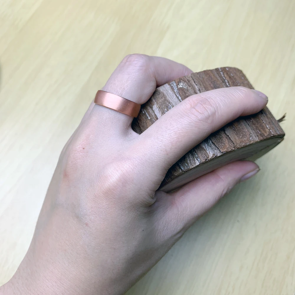 Pure Copper Ring Magnetic Adjustable Open Cuff 6MM Matte Vintage Metal Finger Jewelry for Men Women High Magnet Resizable