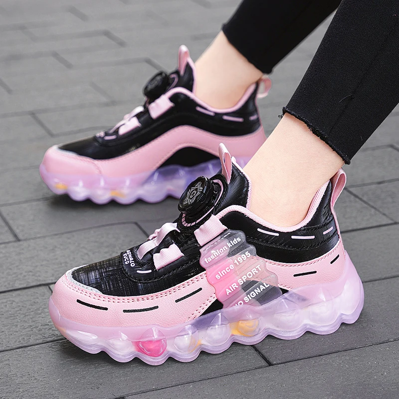 New Anti-skid Leather Kids Sneakers for 5-16Years Girls Casual Walking Footwear Non Slip Children Boys Sport Running Sneaker