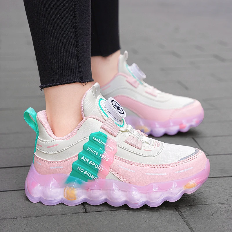 New Anti-skid Leather Kids Sneakers for 5-16Years Girls Casual Walking Footwear Non Slip Children Boys Sport Running Sneaker