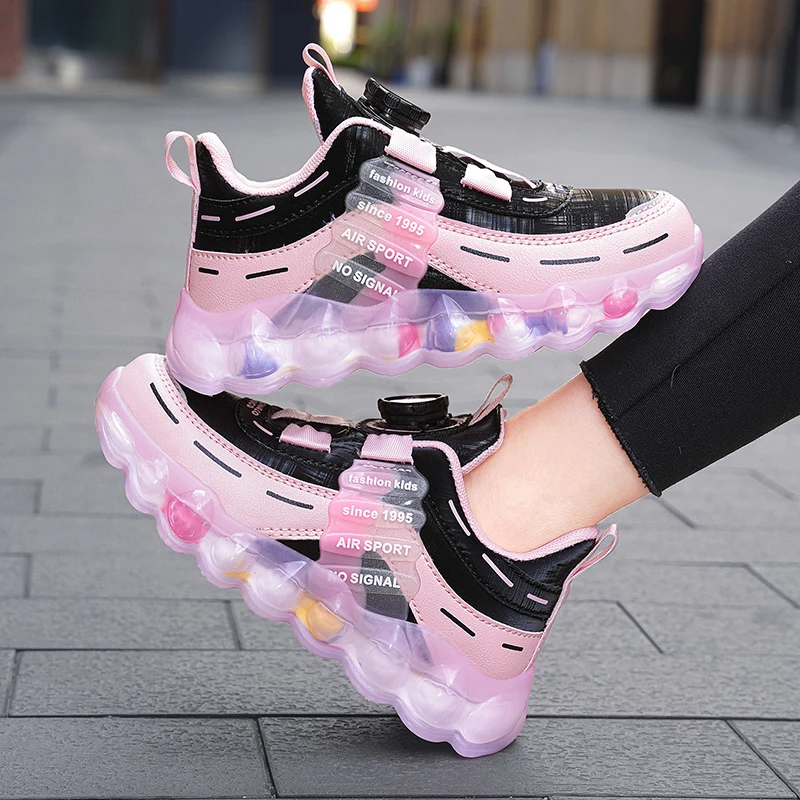 New Anti-skid Leather Kids Sneakers for 5-16Years Girls Casual Walking Footwear Non Slip Children Boys Sport Running Sneaker