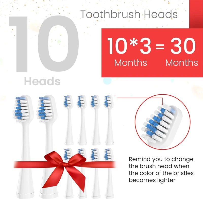 10 Pcs Replacements Toothbrush Heads Deep Clean Toothbruh Heads For AquaSonic Duo and Home Dental Center Electric Toothbruh